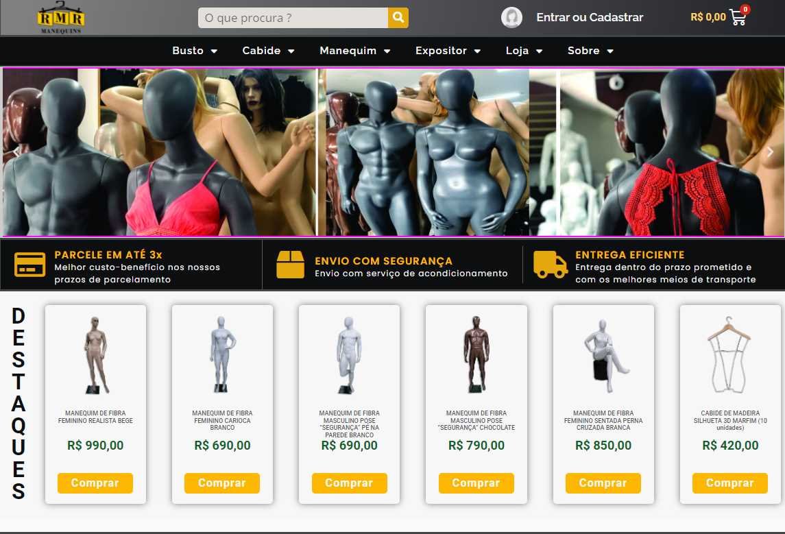 Logo da loja RMR MANEQUINS no Brás